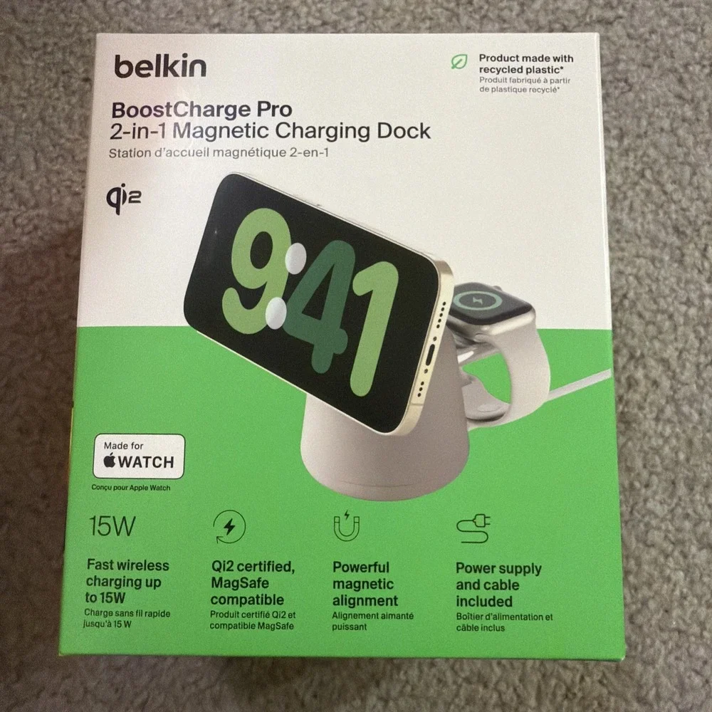 BoostCharge Pro 2-in-1 Wireless Charging Dock with Qi2 15W - Sand